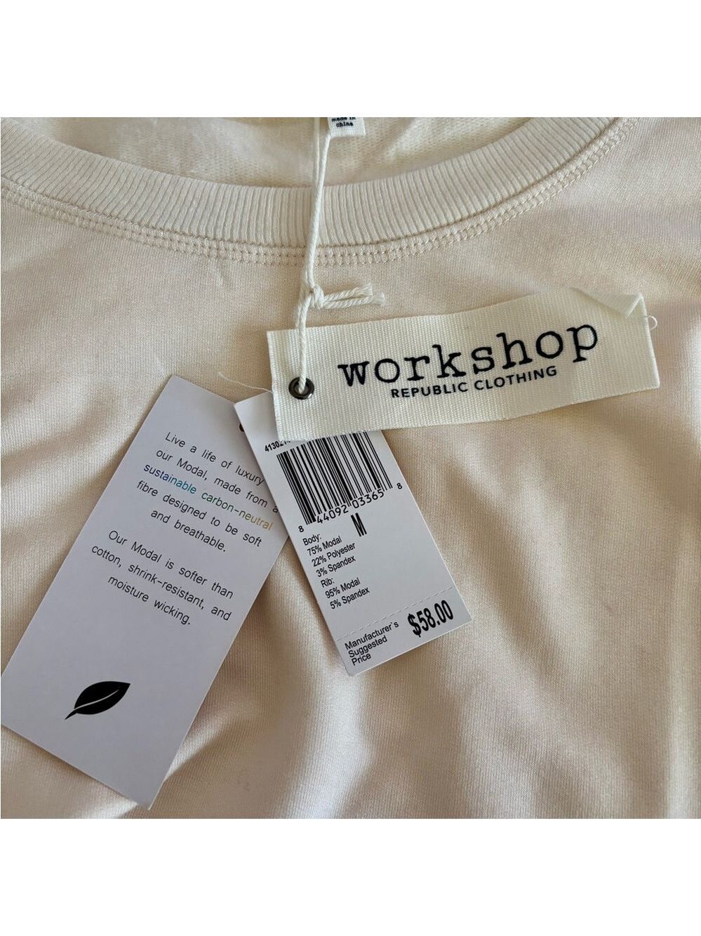 NWT Workshop Cream Sweatshirt - Super Soft, Size M, Cozy Chic! - Picture 11 of 12